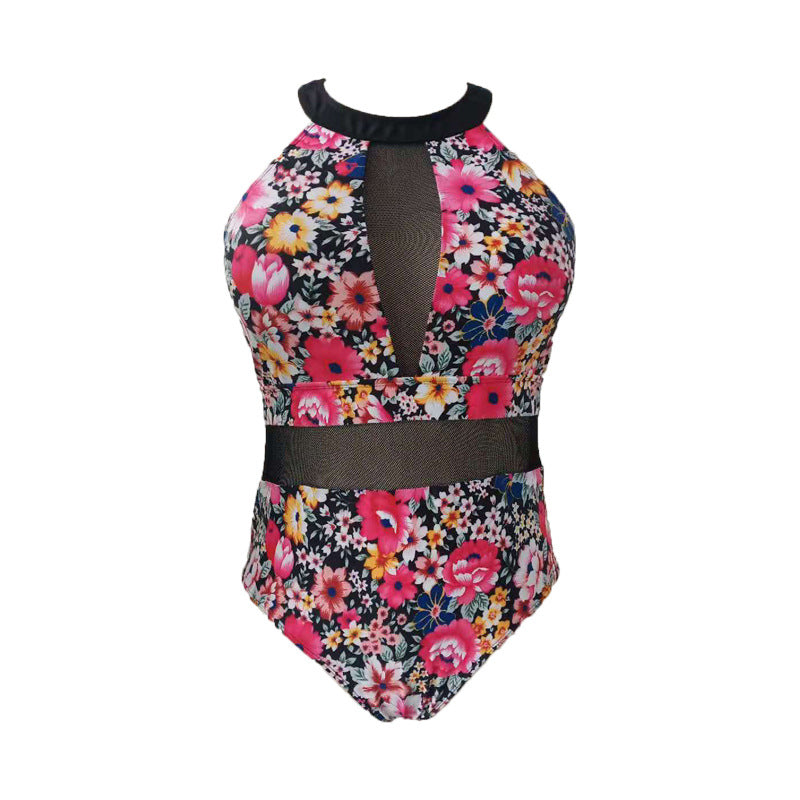LF (L-4XL) swimsuit female sexy Siamese color plus size plus-sized