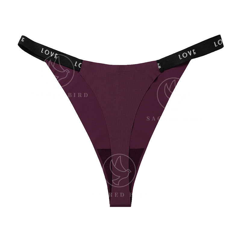 Letter printing grinding traceless plus size cotton crotch less underwear T-shaped panties T-back