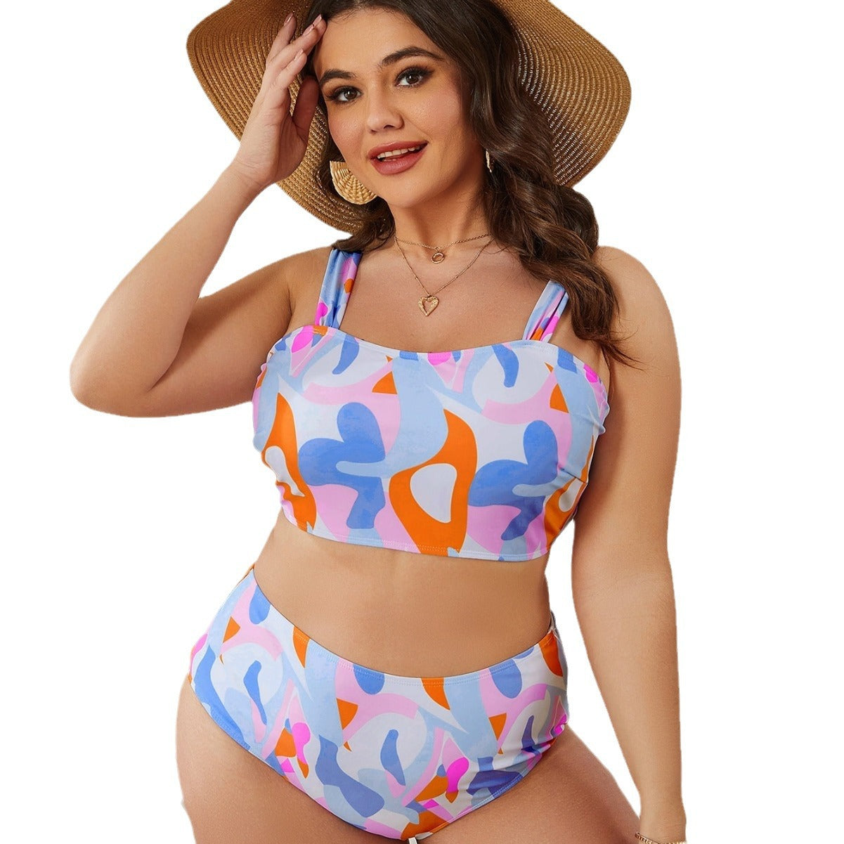 LF (L-4XL) bikini sexy suit split color printing plus size swimsuit