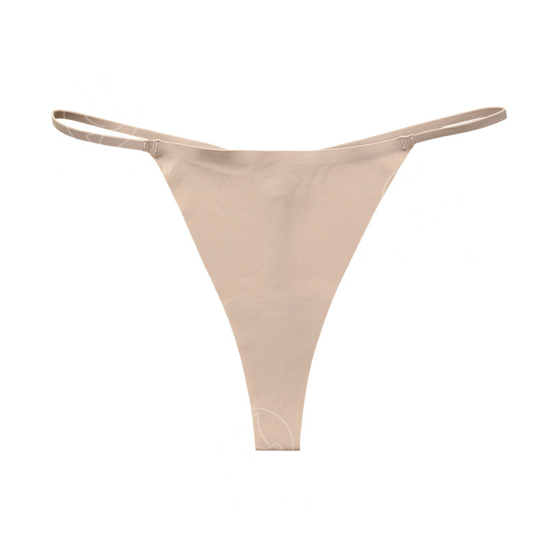 Seamless thin band buckle T-shaped panties less fitness underwear one piece cotton crotch T-back