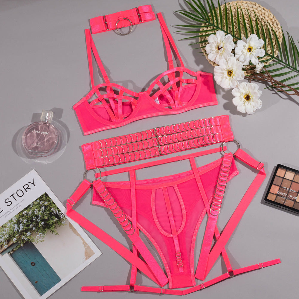 Miscellaneous lace-up cutout seductive sexy lingerie body shaping suit