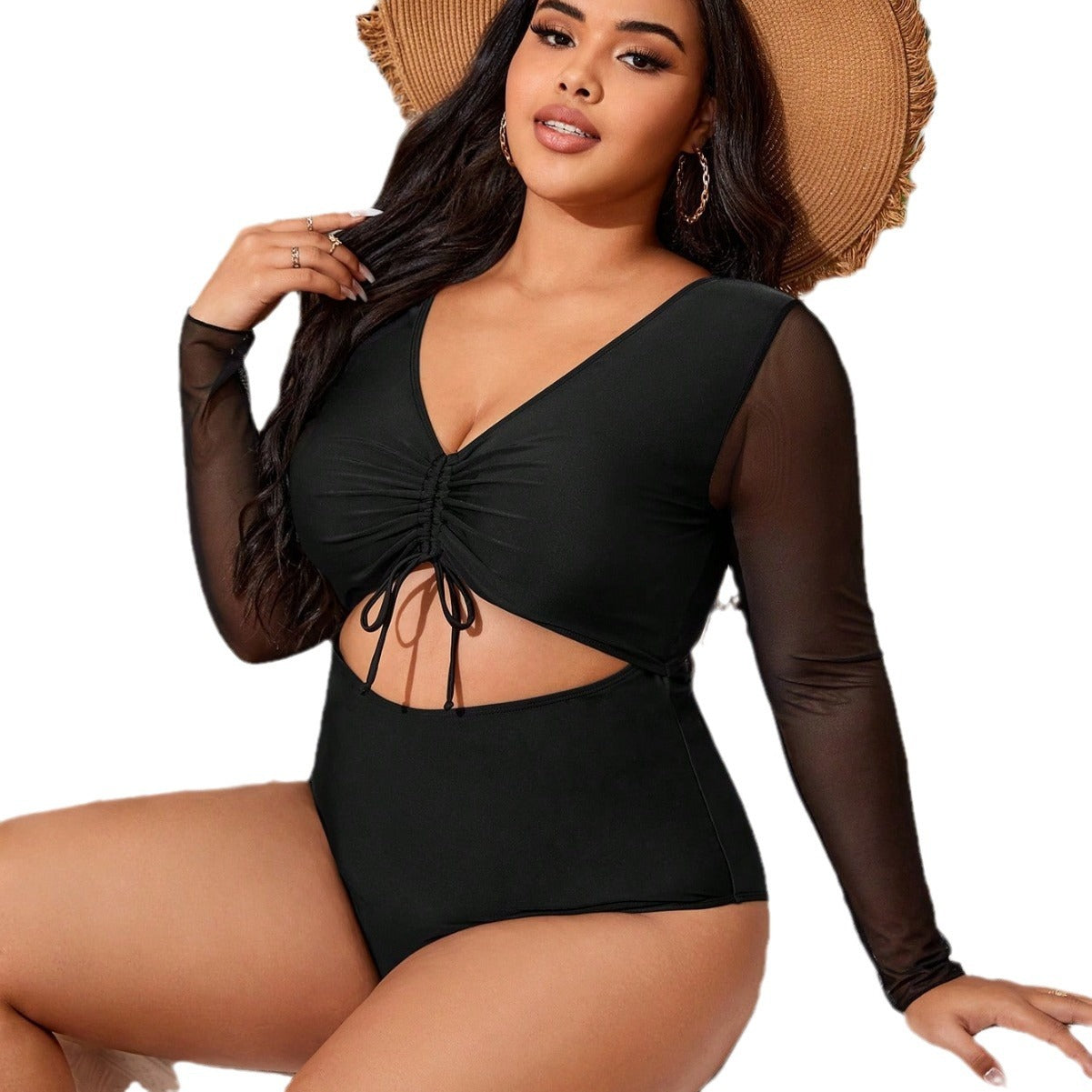 LF (L-4XL) bikini sexy suit split solid color plus size swimsuit