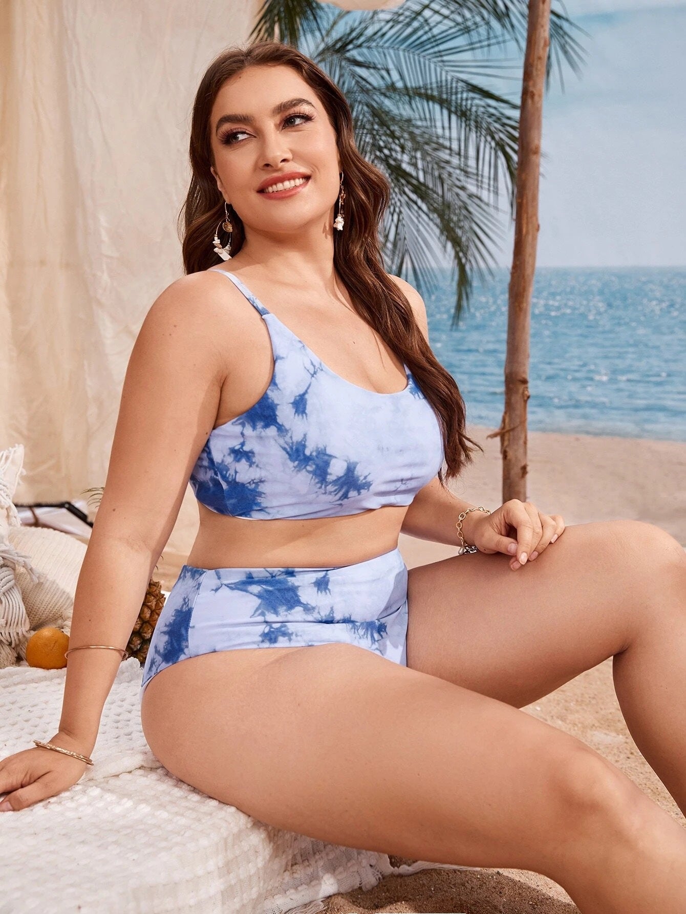 LF (L-4XL) 2026 swimsuit female large size for girl printed split sexy color