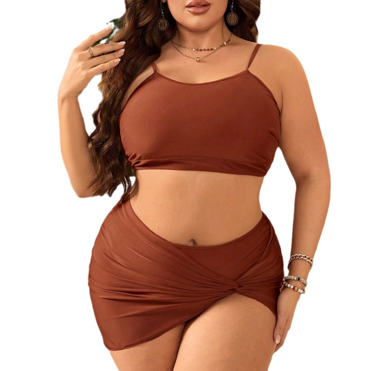 LF (L-4XL) bikini sexy suit split solid color plus size swimsuit