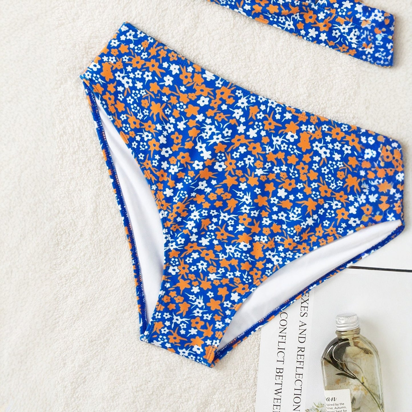 CL (L-4XL) plus size swimsuit women's split bikini printed high waist briefs
