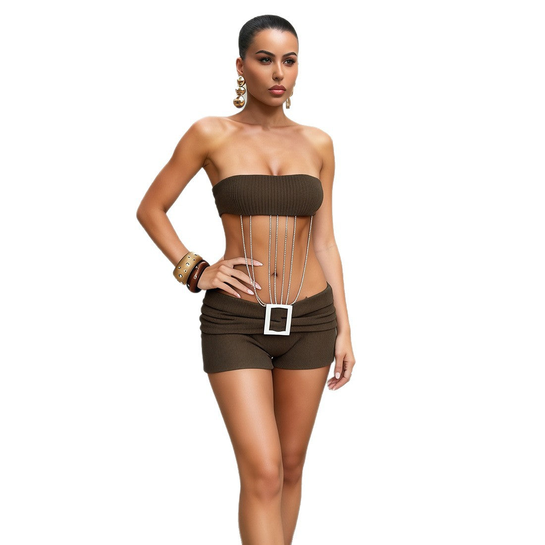 SXR K6S05634A summer navel tube top chain sheath skirt outfit