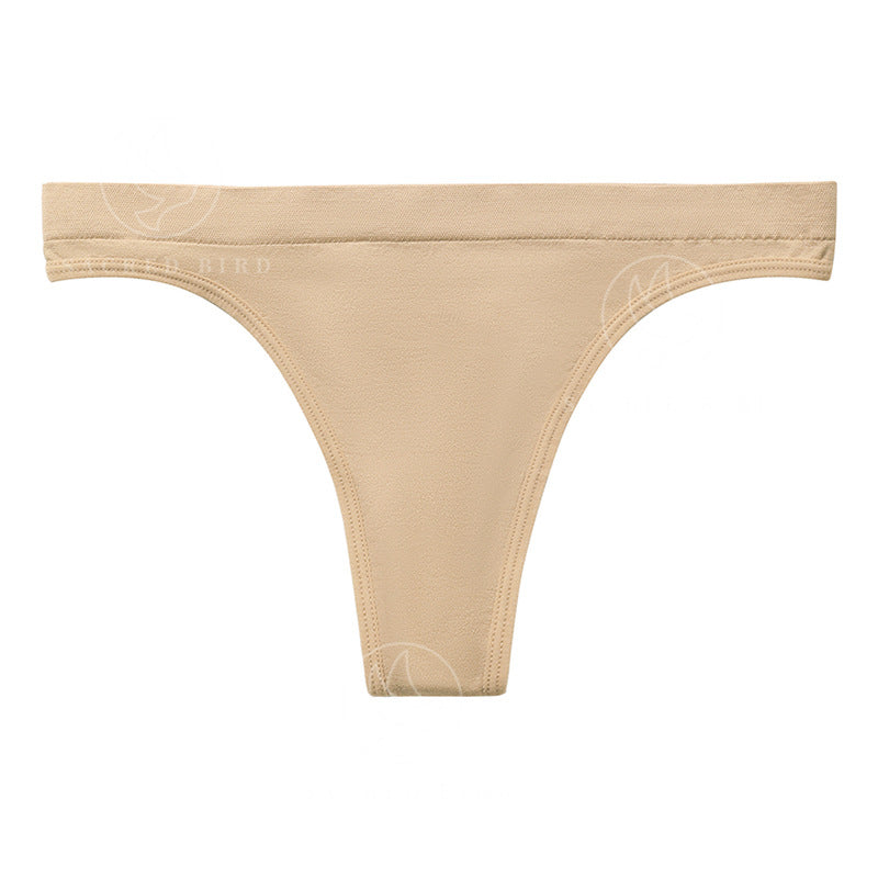 Lightweight seamless Ice Silk nude feel less than T-shaped panties yoga sports special large size cotton crotch breathable T-back