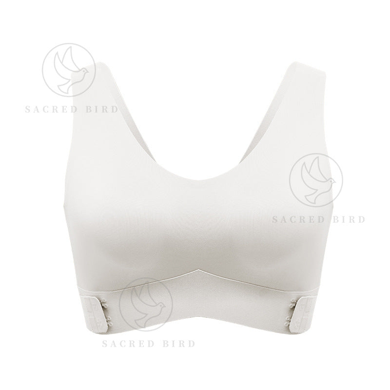 Side open buckle without steel ring side drawing gathering bra seamless thin breathable workout exercise underwear