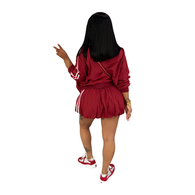 MZ (S-2XL) MZ88613 ribbon jacket skirt solid color suit