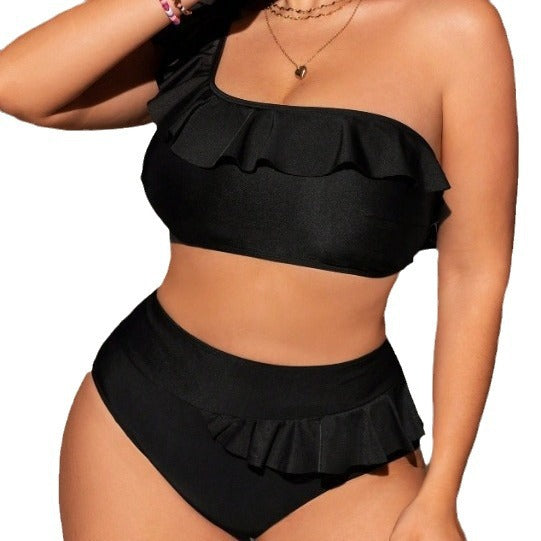 CL (L-4XL) one shoulder sexy plus size plump girls Beach hot spring bikini
