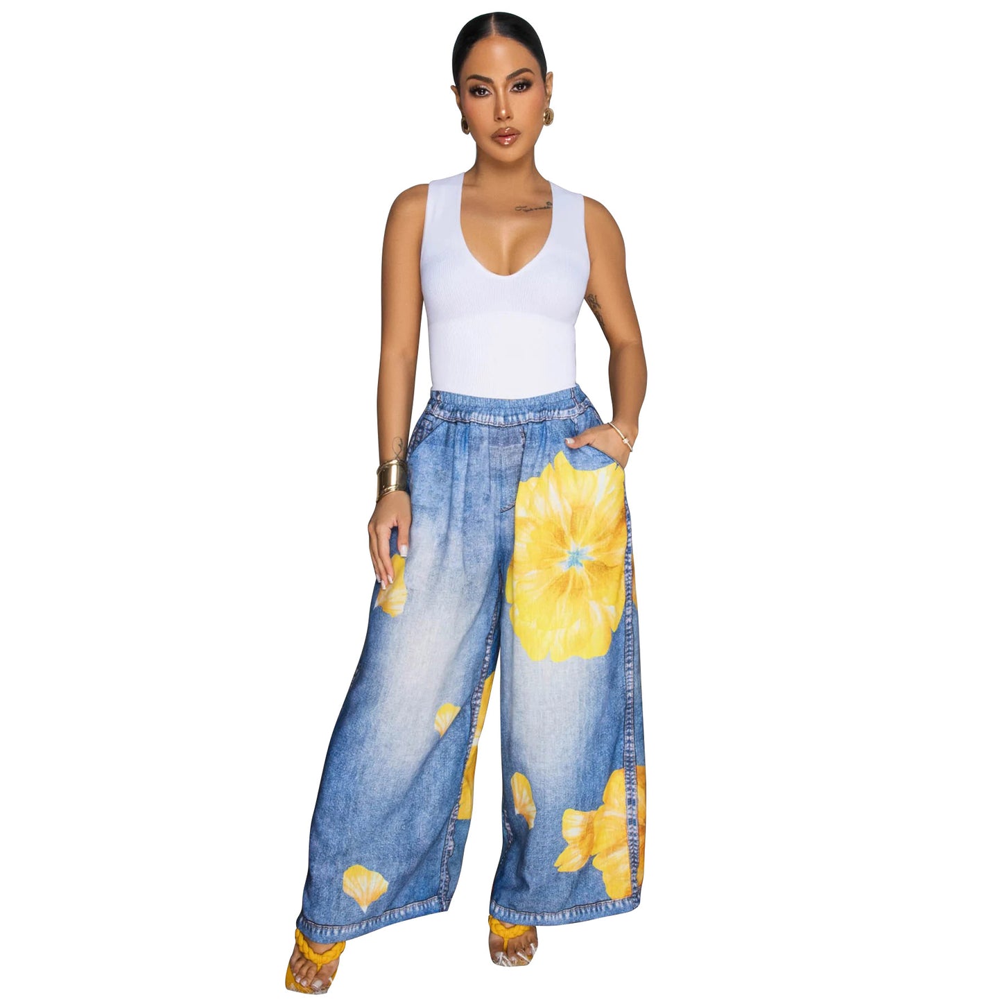 MYF (S-2XL) 10833 wide leg pants casual women's pants