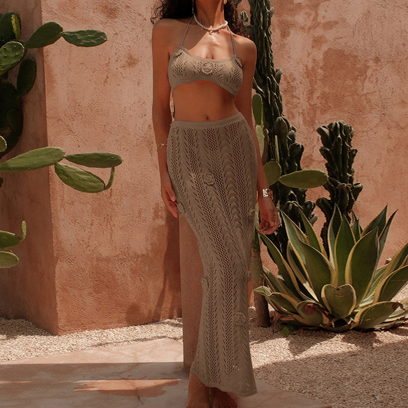 CYB three-dimensional crochet sunscreen dress beach cover-up suit