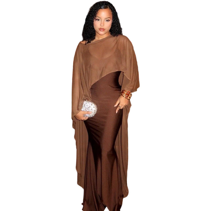 SXR spring pullover shawl Sexy Slim-fit long suspender dress suit