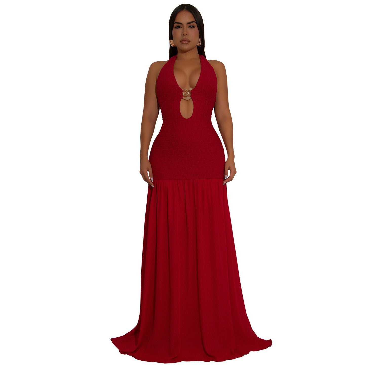 XYZ C7562 hollow-out halter backless dress