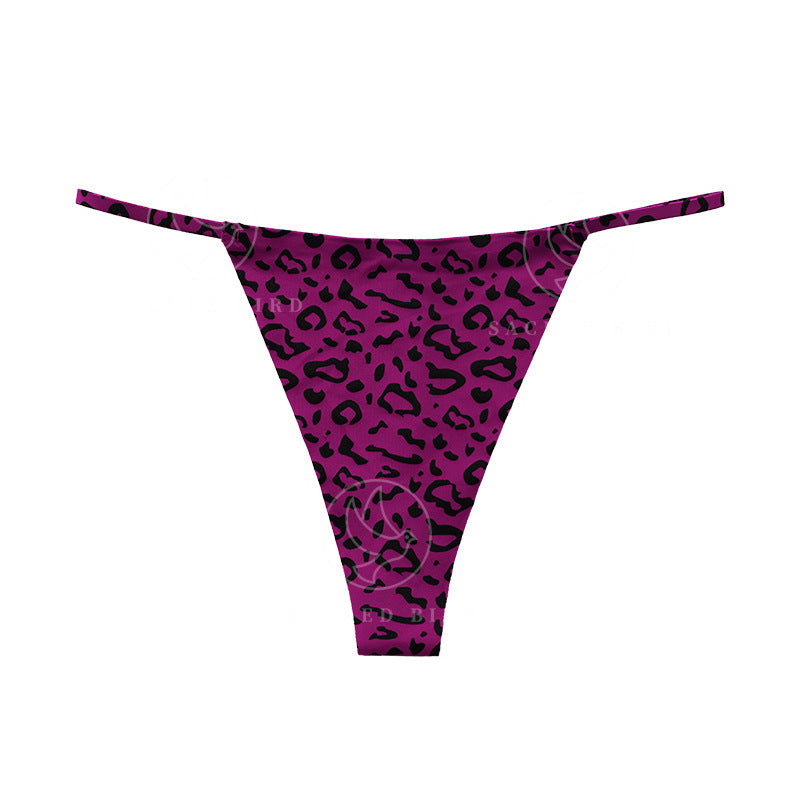 Low waist T-shaped panties seamless Ice Silk plus size a rope underwear animal pattern sports quick-drying T-back