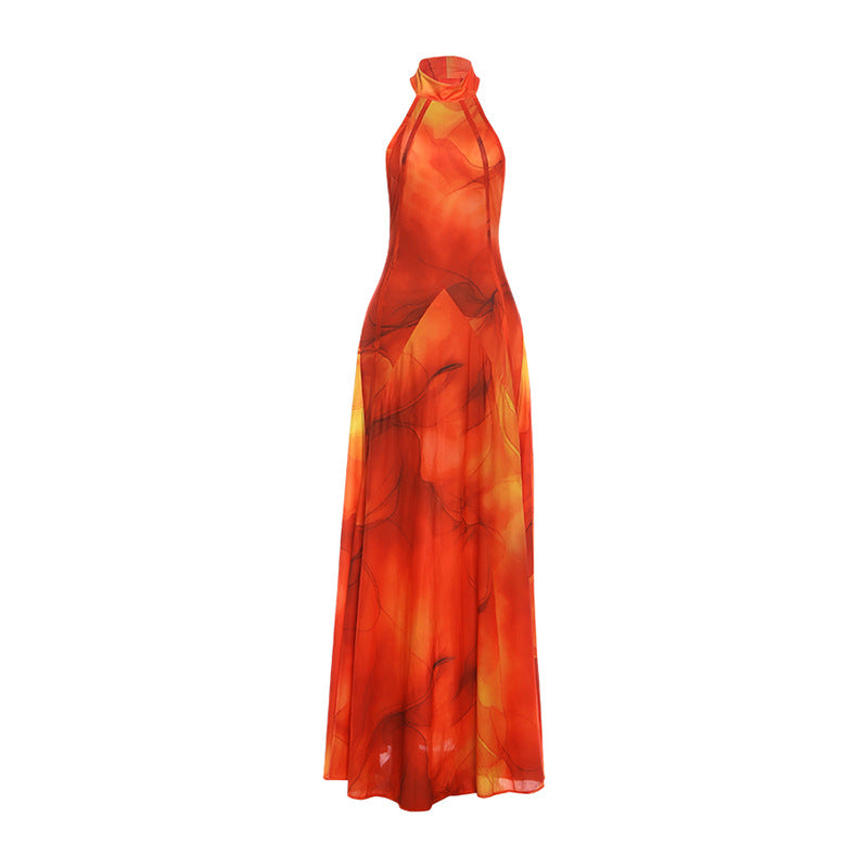 SXR K6D06141A summer temperament waist-controlled turtleneck sleeveless dress