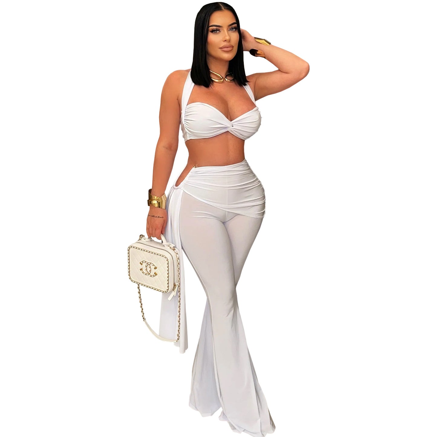 XYZ C7485 summer tube top bandage trousers suit