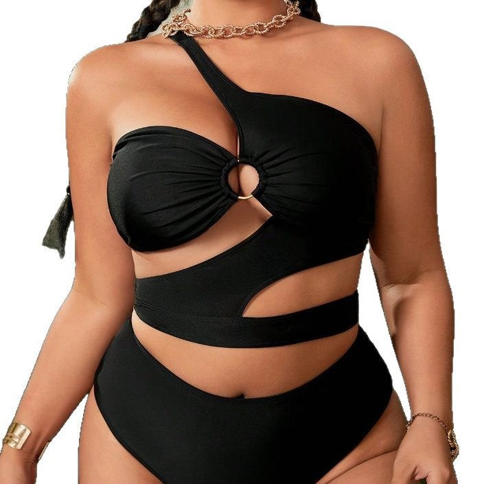 CL (L-3XL) sexy one-shoulder hollow split large size swimsuit bikini