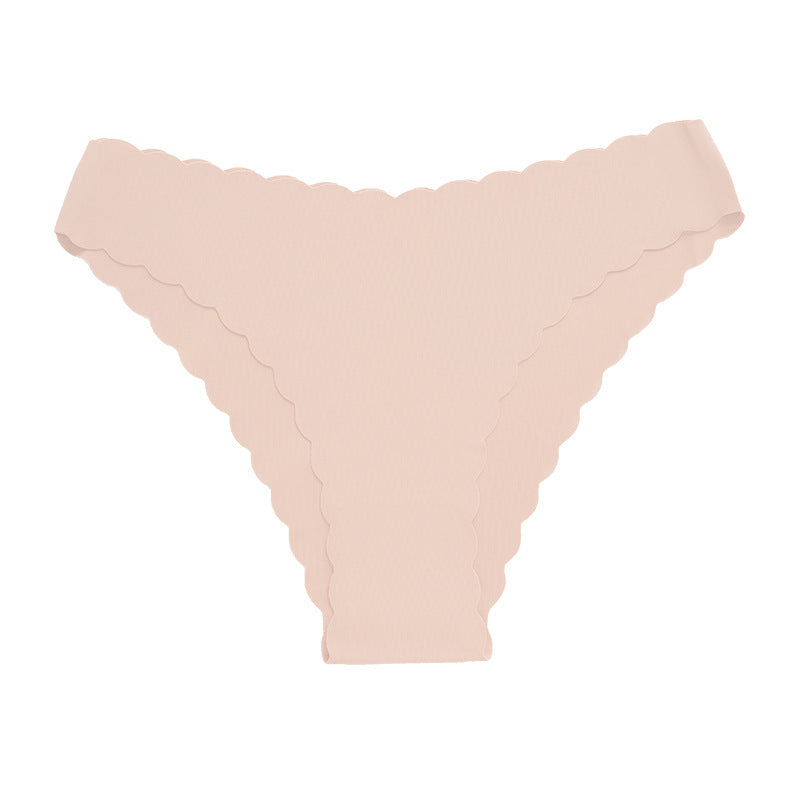 Leopard print seamless solid color one-piece invisible yoga wavy triangle underwear