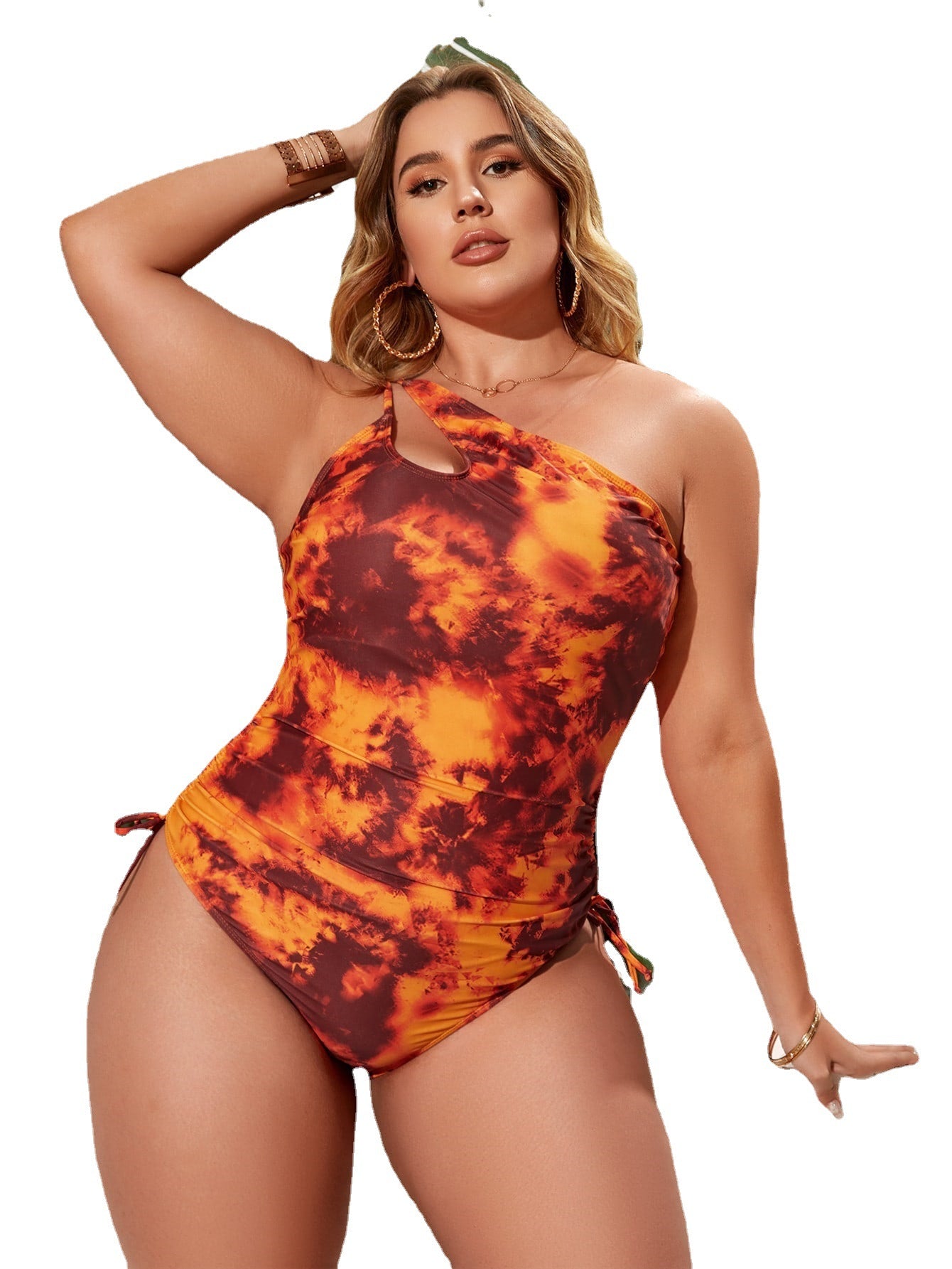 LF (L-4XL) women's one-piece color printing sexy swimsuit plus size