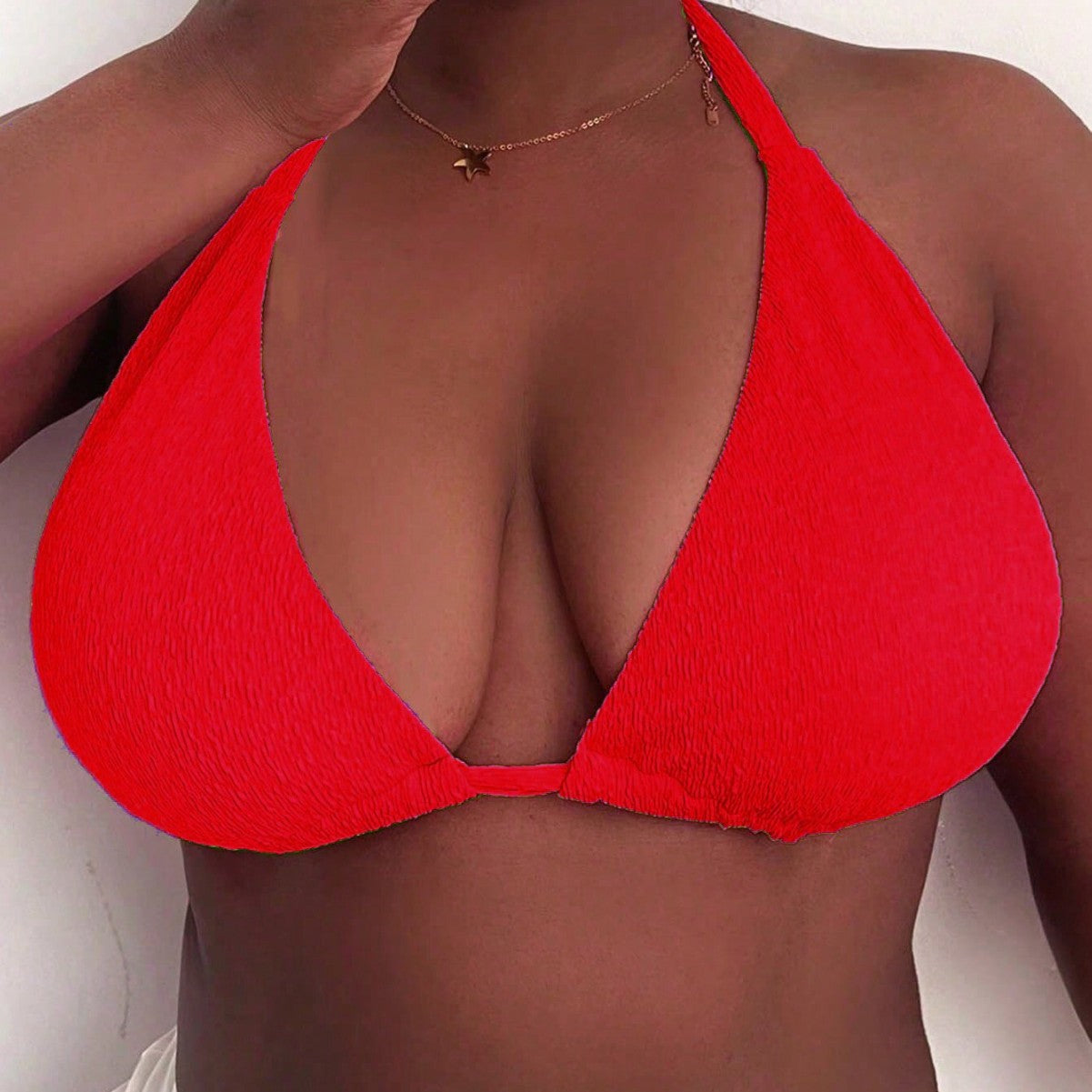 CL (L-4XL) halter strap plus size swimsuit women's bikini top sexy push up