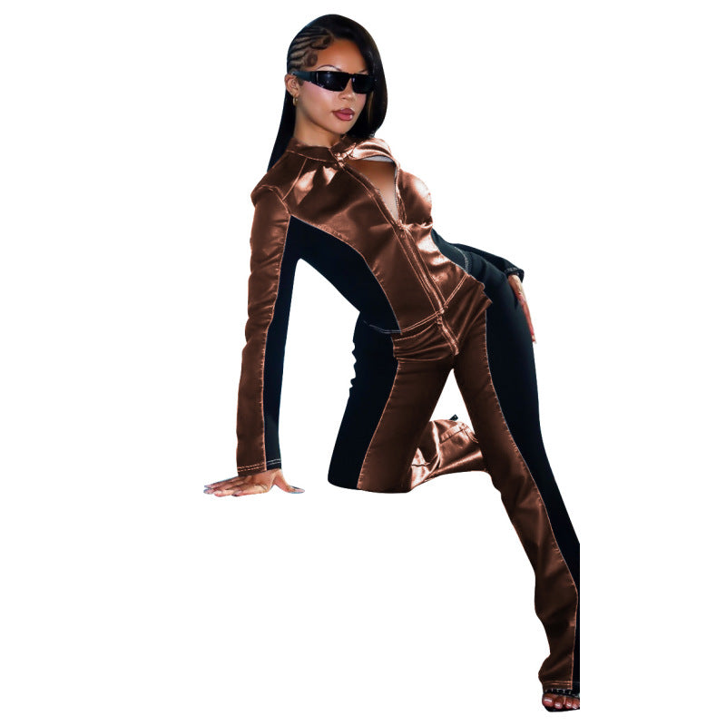 MZ (S-2XL) trousers MZ88666 long sleeve PU trousers stretch suit