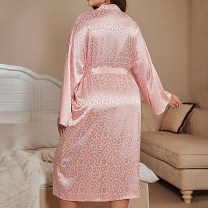 DNL emulation silk nightgown spring pajamas cardigan lace bathrobe