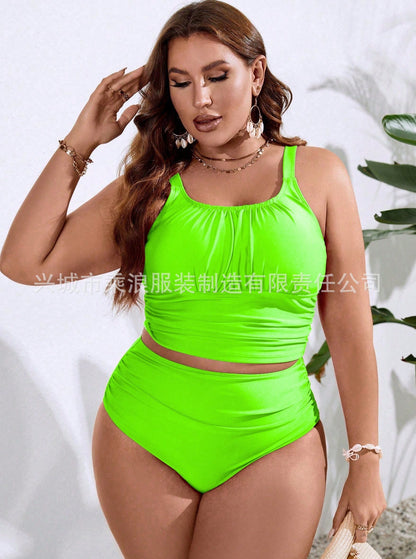 CL (L-4XL) plus size swimsuit split swimsuit high waist crimp thin bikini