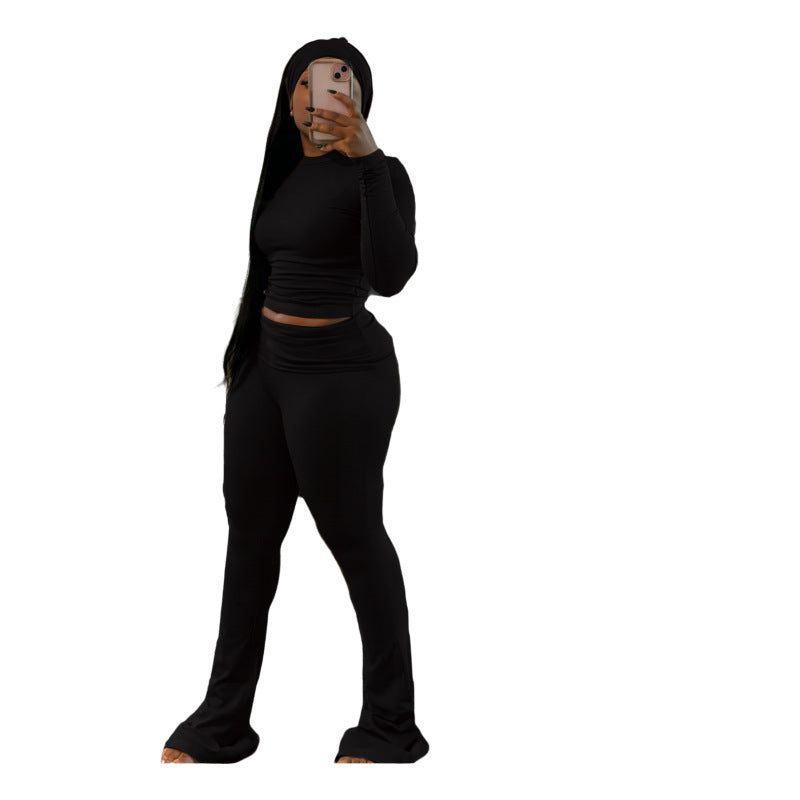 MZ (S-2XL) tight-fitting solid color suit MZ88614 sexy slim elastic band headscarf suit