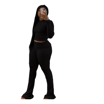 MZ (S-2XL) tight-fitting solid color suit MZ88614 sexy slim elastic band headscarf suit