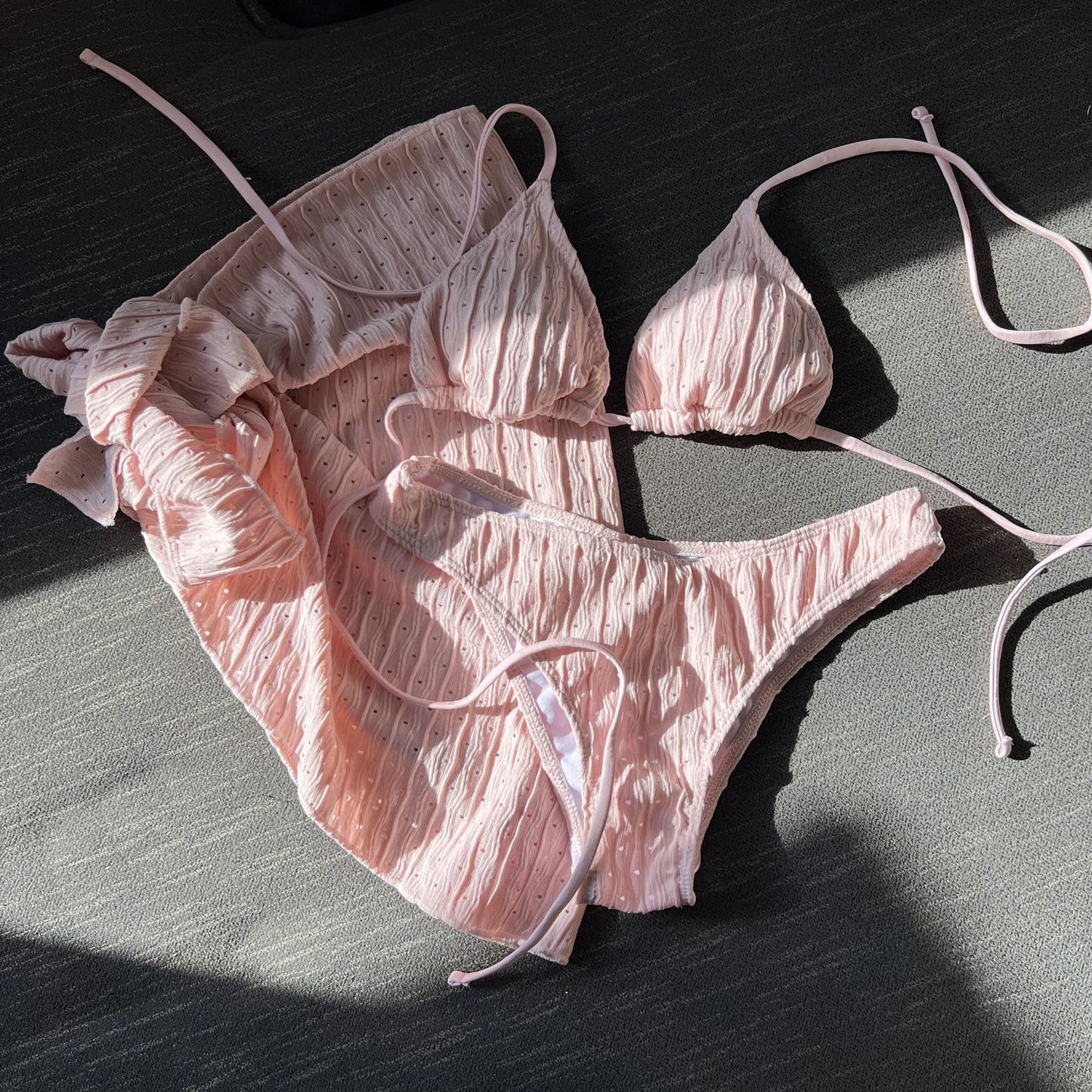 (4 days ready to ship) SY swimsuit three-piece backless drawstring strap bikini three-piece set