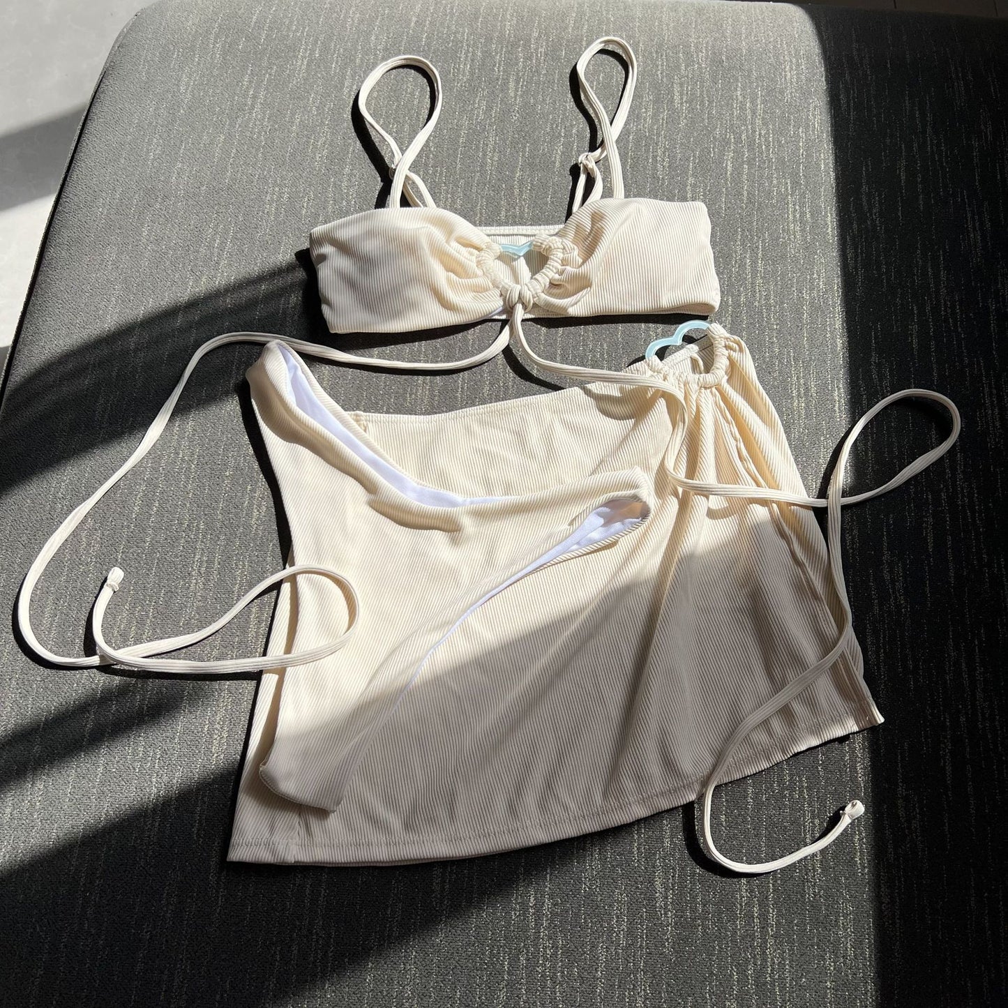 (4 days ready to ship) SY sunken stripe three-piece bikini