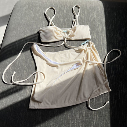 (4 days ready to ship) SY sunken stripe three-piece bikini