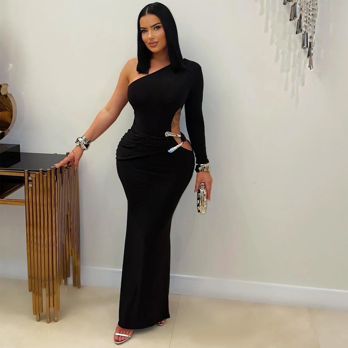 XYZ C7543 one-sleeve slim-fit dress