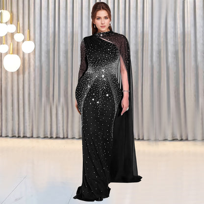 XYZ C7397 sheath mesh rhinestone dress