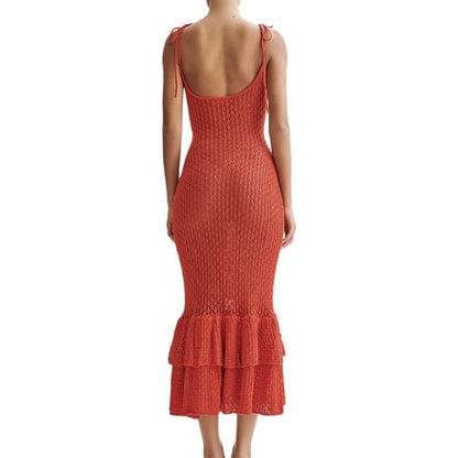 CYB knit halter dress Beach skirt flounce long skirt women's overall hip skirt