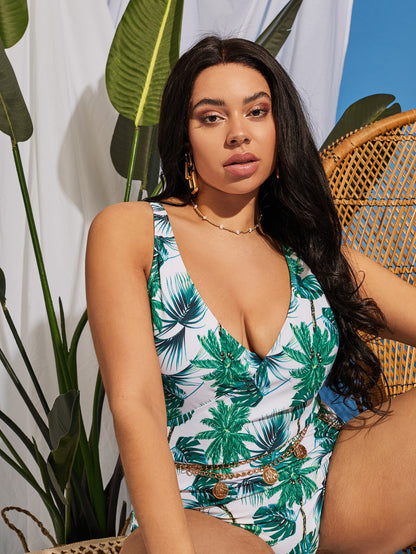 LF (L-4XL) swimsuit women's one piece sexy plus size multi-color printing
