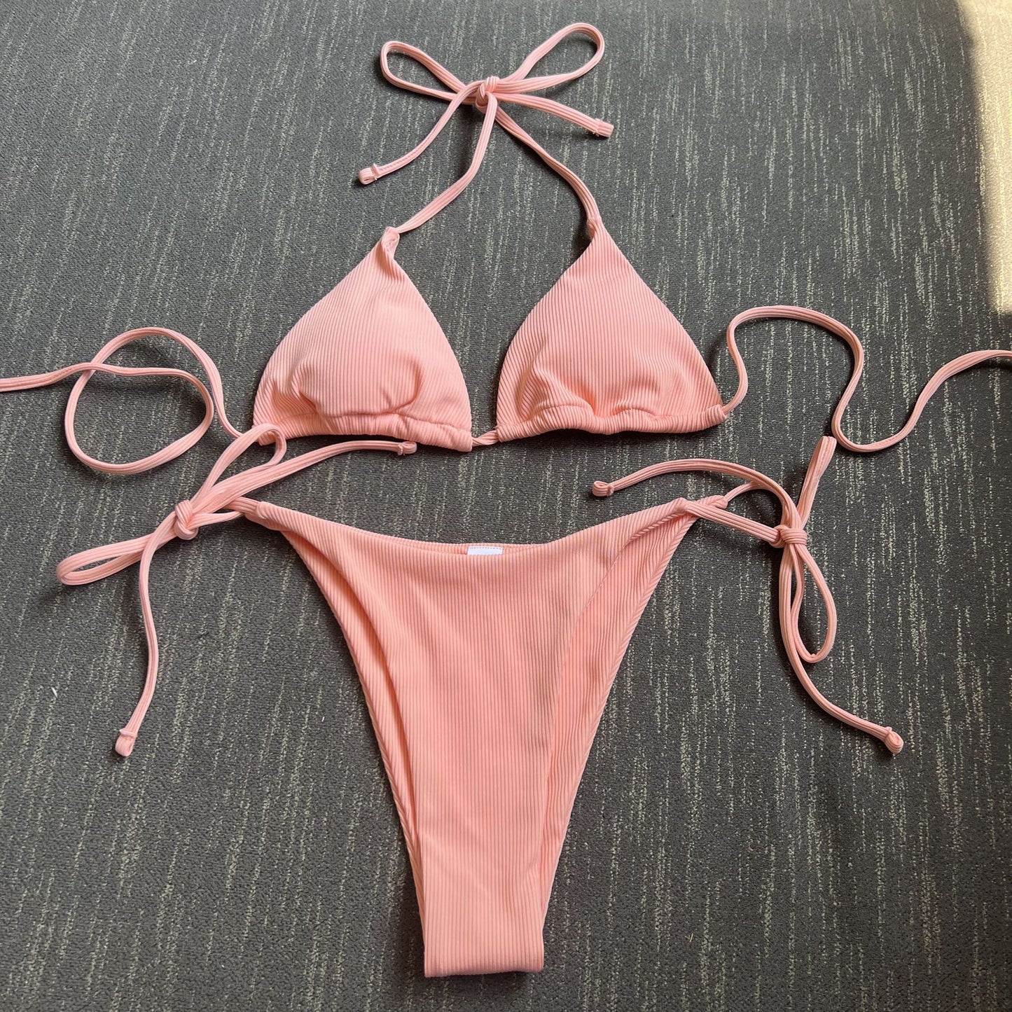 (4 days ready to ship) SY three-point small sunken stripe split bikini