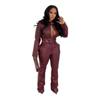 MZ (S-2XL) trousers leather coat 88674 leather pants suit