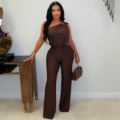 XYZ C7578 casual shoulder sleeveless sheath wide-leg jumpsuit