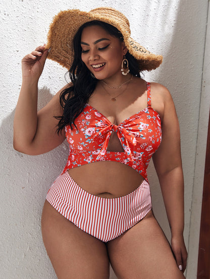 LF (L-4XL) swimsuit women's one piece sexy plus size floral