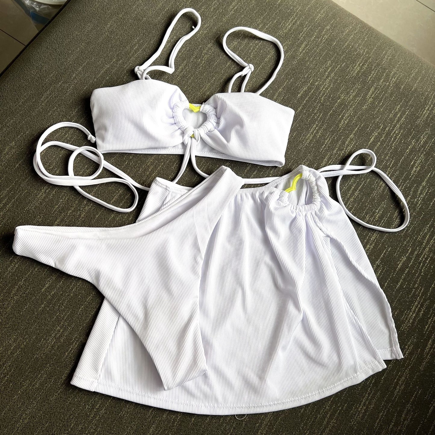 (4 days ready to ship) SY sunken stripe three-piece bikini