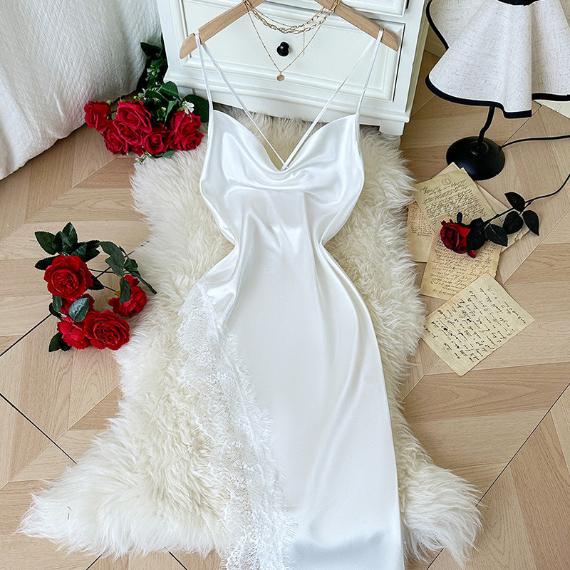 DNL nightdress backless slim fit strap dress lace nightdress