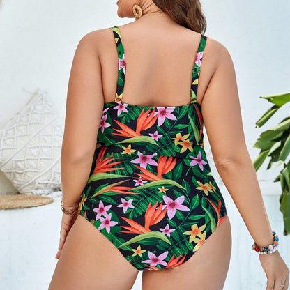 LF (L-4XL) bikini sexy suit one-piece color printing plus size swimsuit