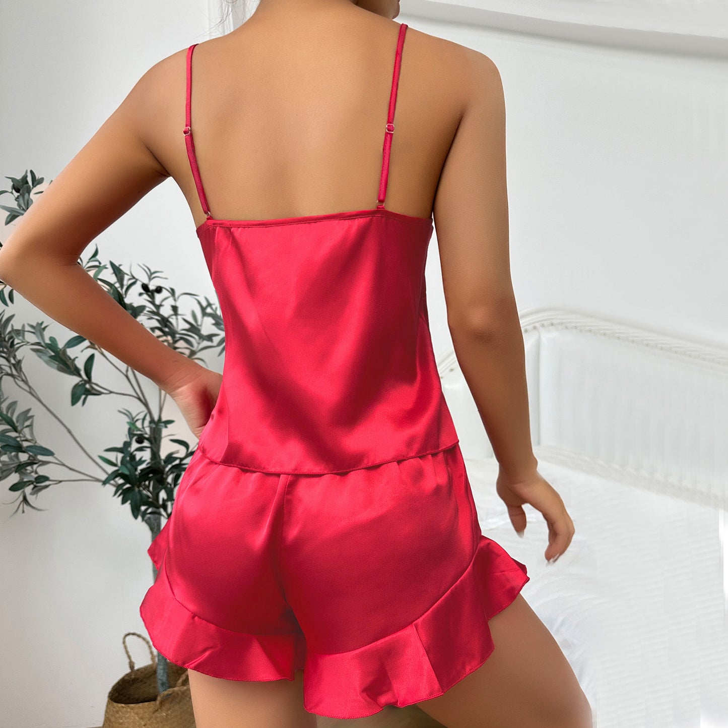 DNL Ice Silk Silk suspender shorts two-piece suit artificial silk nightdress
