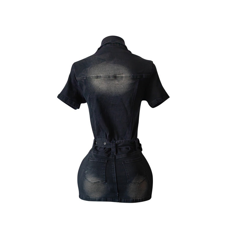MZ (S-2XL) denim short sleeve MZ88635 slim stretch dress