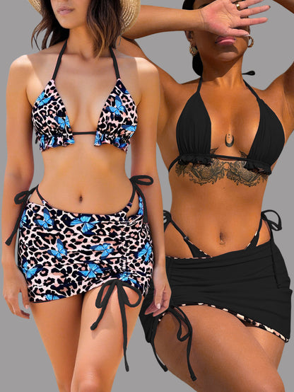 Three Piece swimsuit bikini swimsuit women's double-sided wear 6594