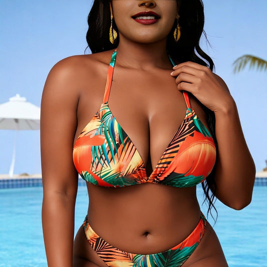 CL (L-4XL) 2026 halter lace-up bikini women's swimsuit top bikini