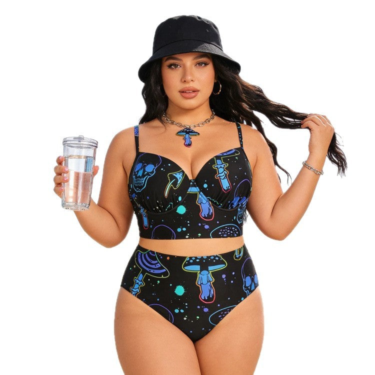 CL (L-4XL) 2026 printed bikini set with steel bracket