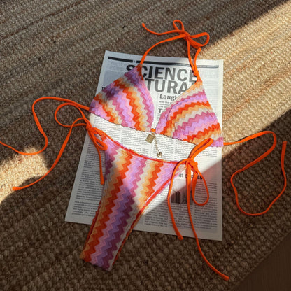 (4 days ready to ship) SY striped gradient bikini summer beach tour